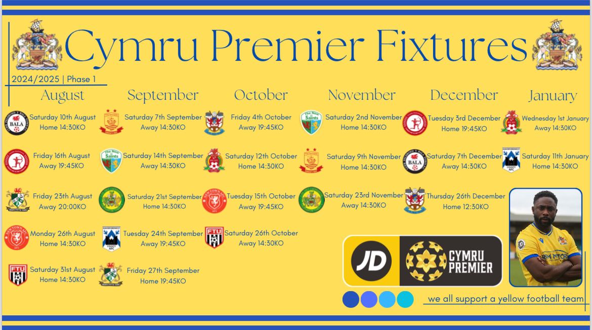 Town's Cymru Premier fixtures confirmed Barry Town United